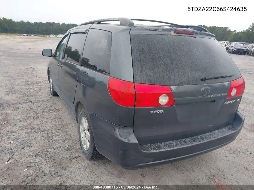 2006 Toyota Sienna Xle VIN: 5TDZA22C66S424635 Lot: 40300716