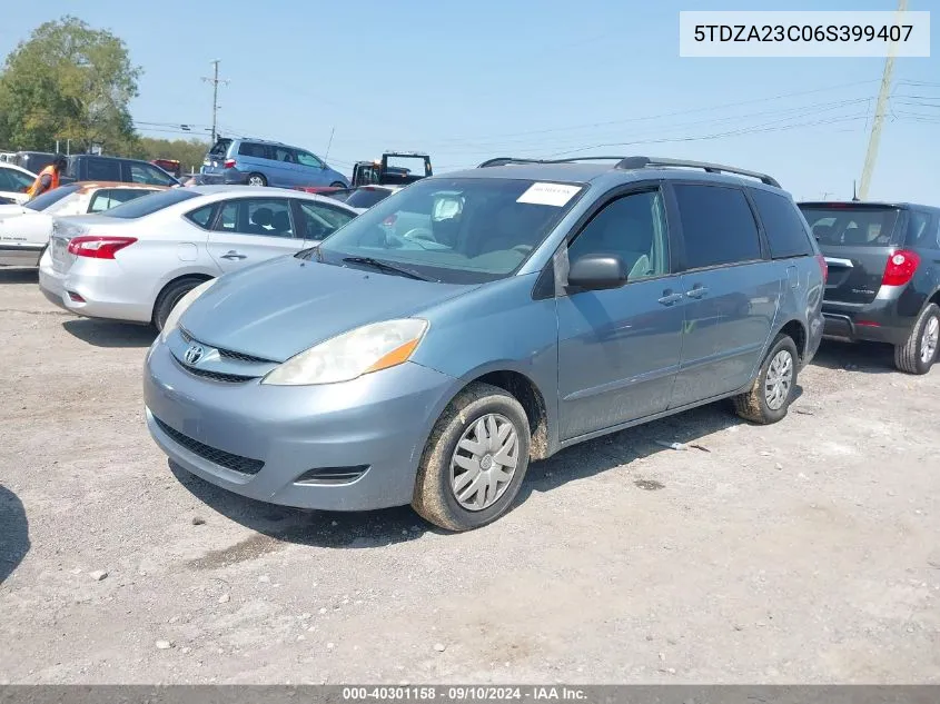 2006 Toyota Sienna Le VIN: 5TDZA23C06S399407 Lot: 40301158