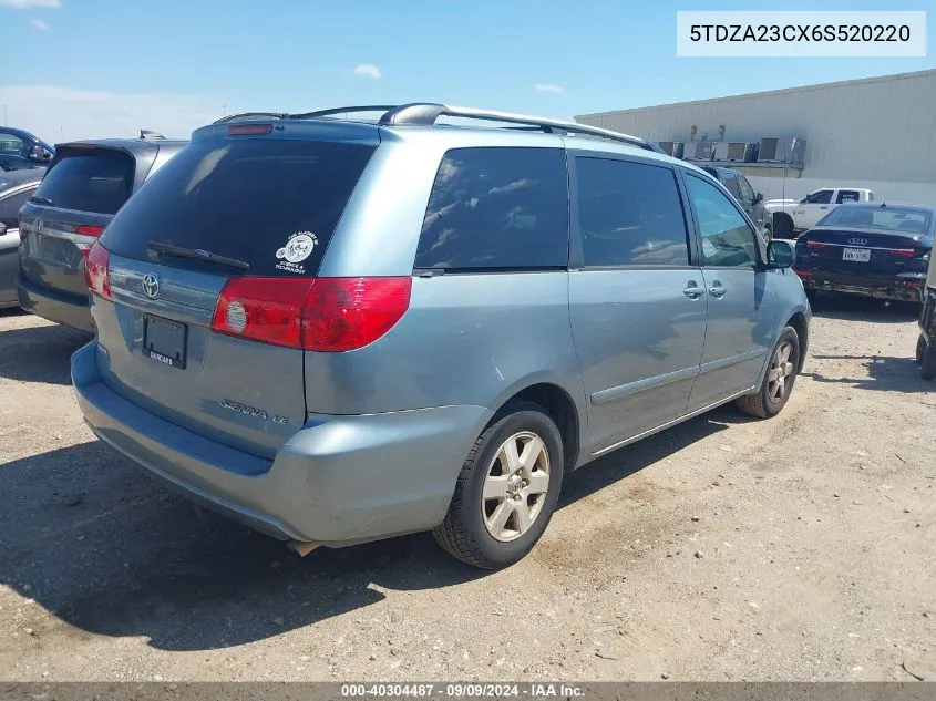 2006 Toyota Sienna Le VIN: 5TDZA23CX6S520220 Lot: 40304487