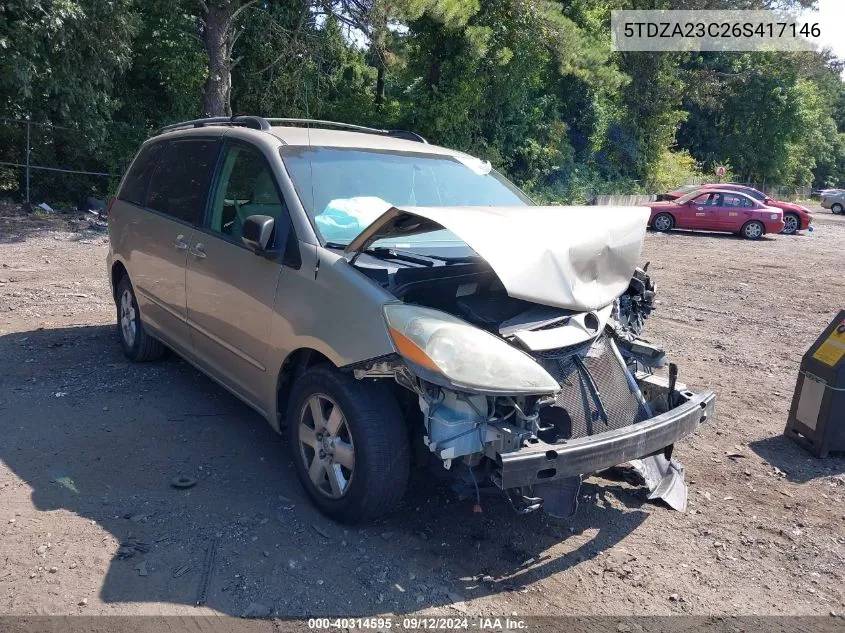 5TDZA23C26S417146 2006 Toyota Sienna Le