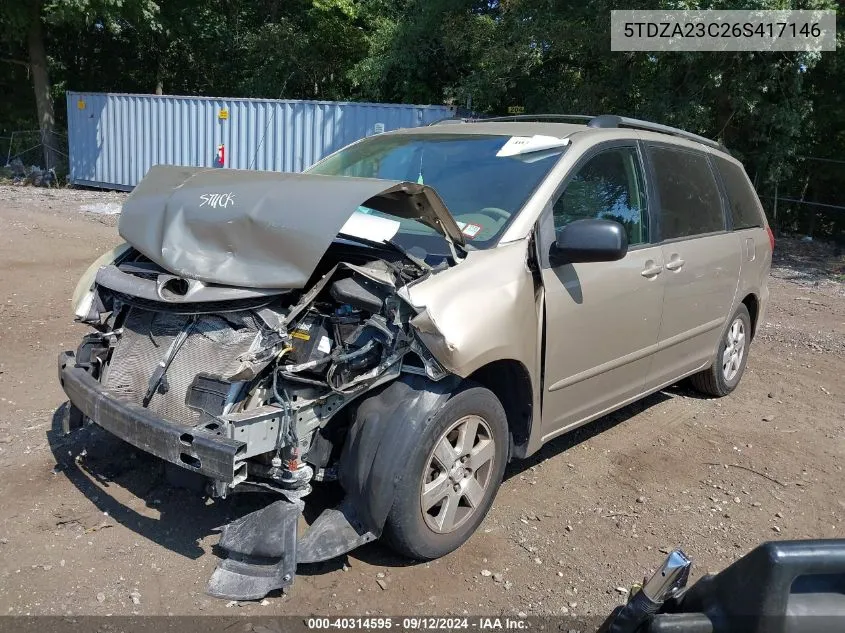 5TDZA23C26S417146 2006 Toyota Sienna Le