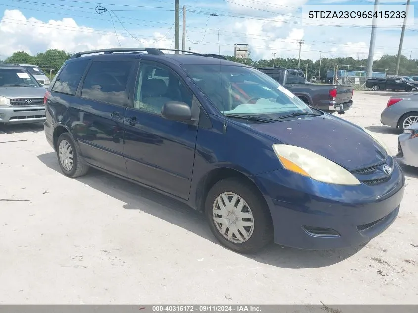 2006 Toyota Sienna Le VIN: 5TDZA23C96S415233 Lot: 40315172