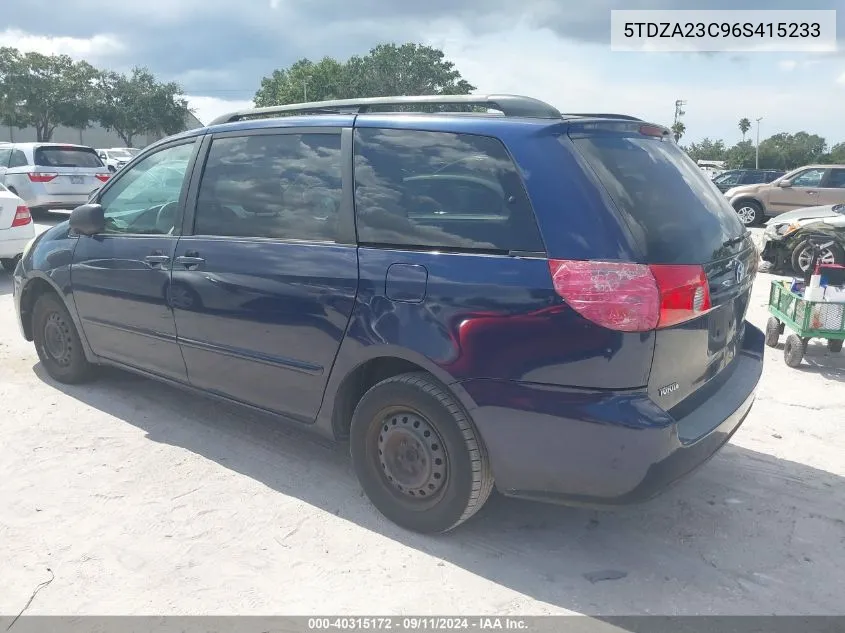 2006 Toyota Sienna Le VIN: 5TDZA23C96S415233 Lot: 40315172