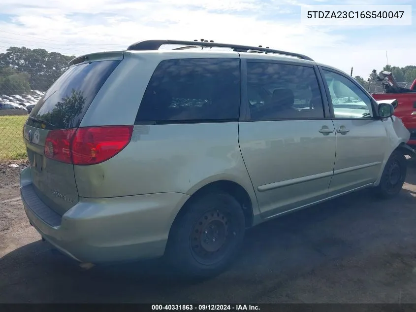 5TDZA23C16S540047 2006 Toyota Sienna Le