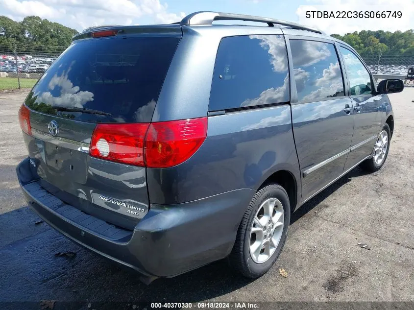 2006 Toyota Sienna Xle Limited VIN: 5TDBA22C36S066749 Lot: 40370330