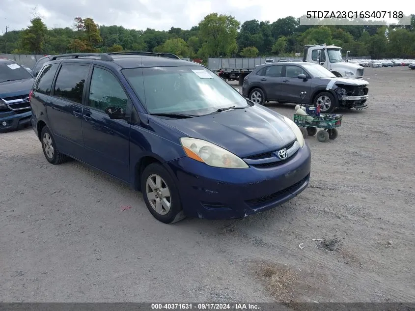 2006 Toyota Sienna Ce/Le VIN: 5TDZA23C16S407188 Lot: 40371631