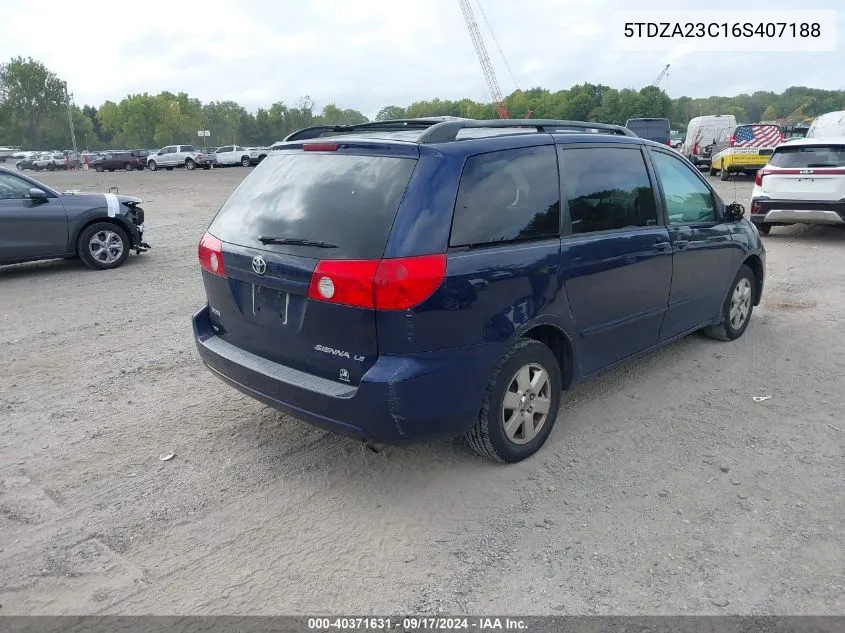 2006 Toyota Sienna Ce/Le VIN: 5TDZA23C16S407188 Lot: 40371631