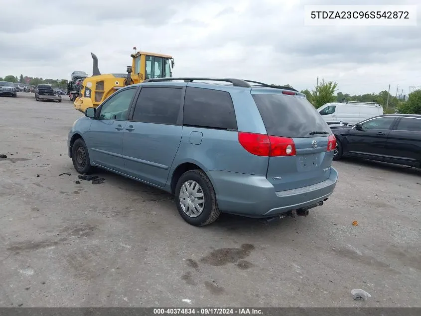 2006 Toyota Sienna Le VIN: 5TDZA23C96S542872 Lot: 40374834