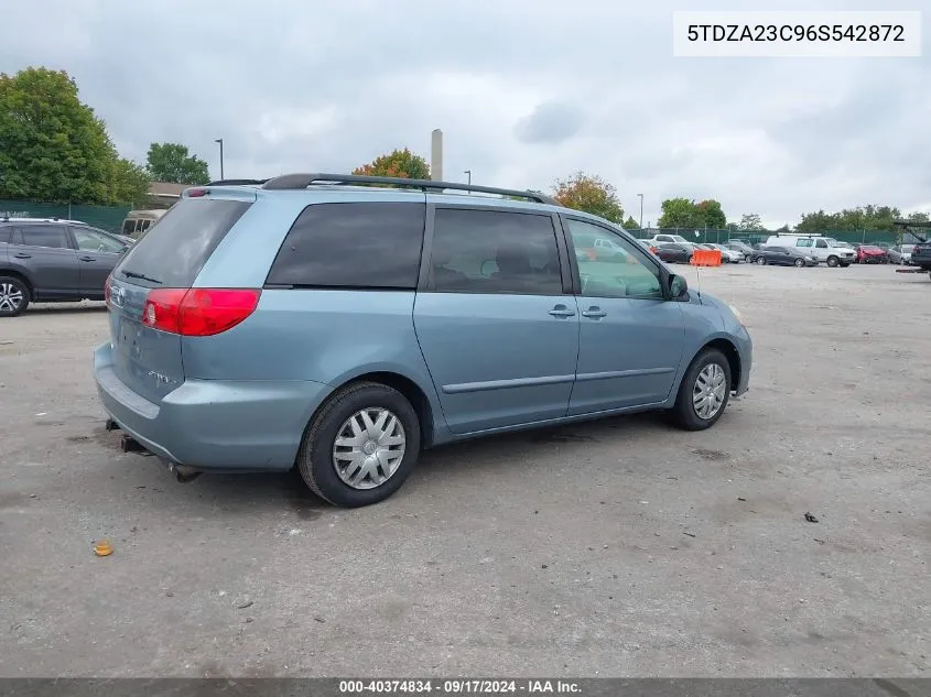 2006 Toyota Sienna Le VIN: 5TDZA23C96S542872 Lot: 40374834