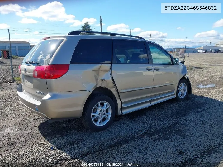 2006 Toyota Sienna VIN: 5TDZA22C46S546832 Lot: 40375168