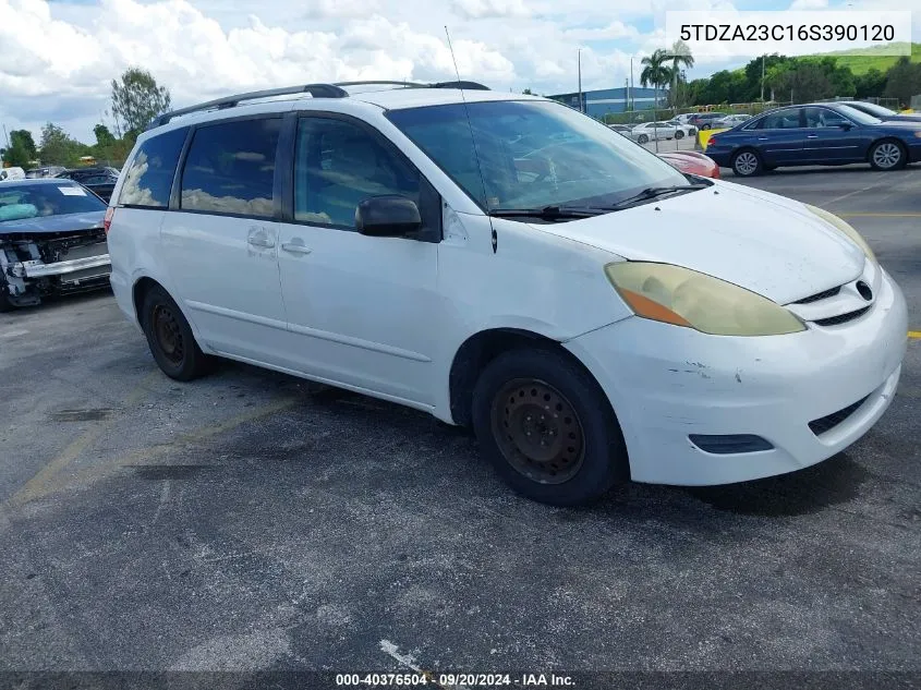 2006 Toyota Sienna Le VIN: 5TDZA23C16S390120 Lot: 40376504