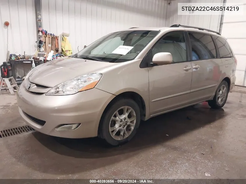 2006 Toyota Sienna Xle VIN: 5TDZA22C46S514219 Lot: 40393656