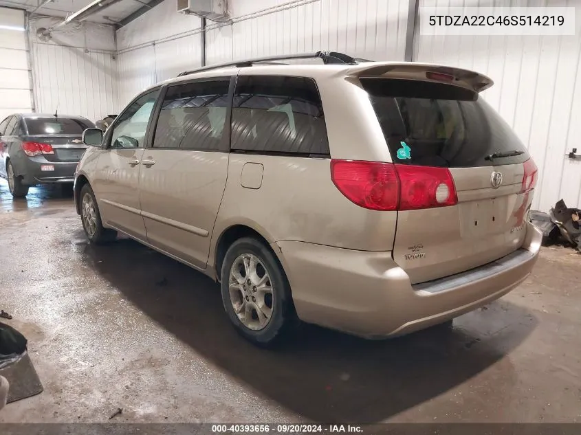 2006 Toyota Sienna Xle VIN: 5TDZA22C46S514219 Lot: 40393656