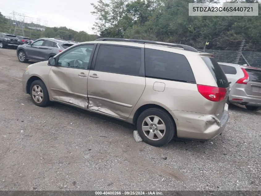 2006 Toyota Sienna Le VIN: 5TDZA23C46S440721 Lot: 40400266