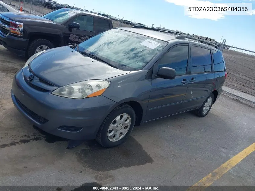 2006 Toyota Sienna Ce VIN: 5TDZA23C36S404356 Lot: 40402343