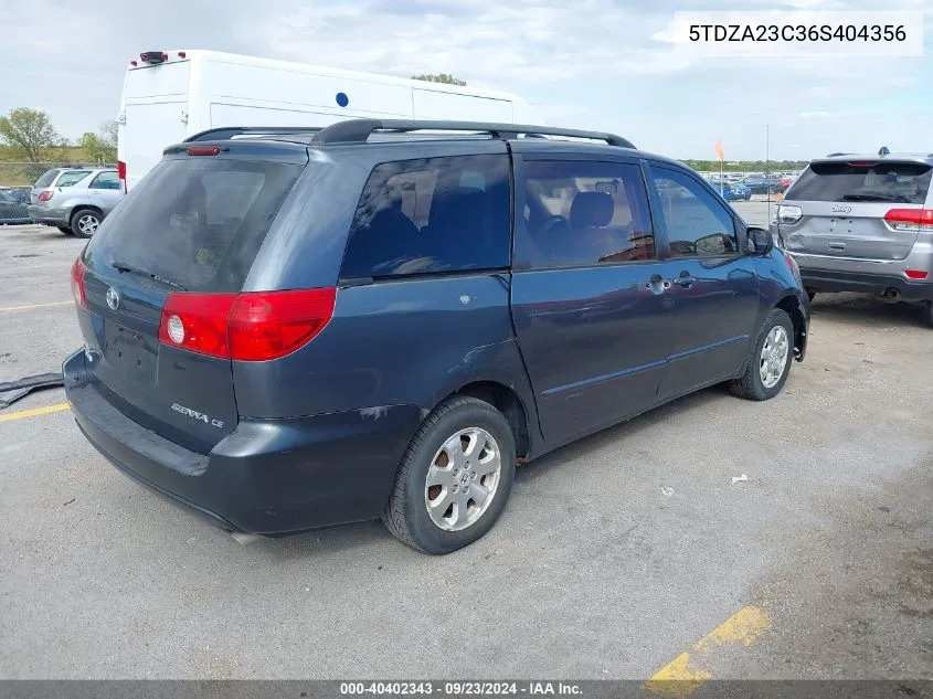 5TDZA23C36S404356 2006 Toyota Sienna Ce