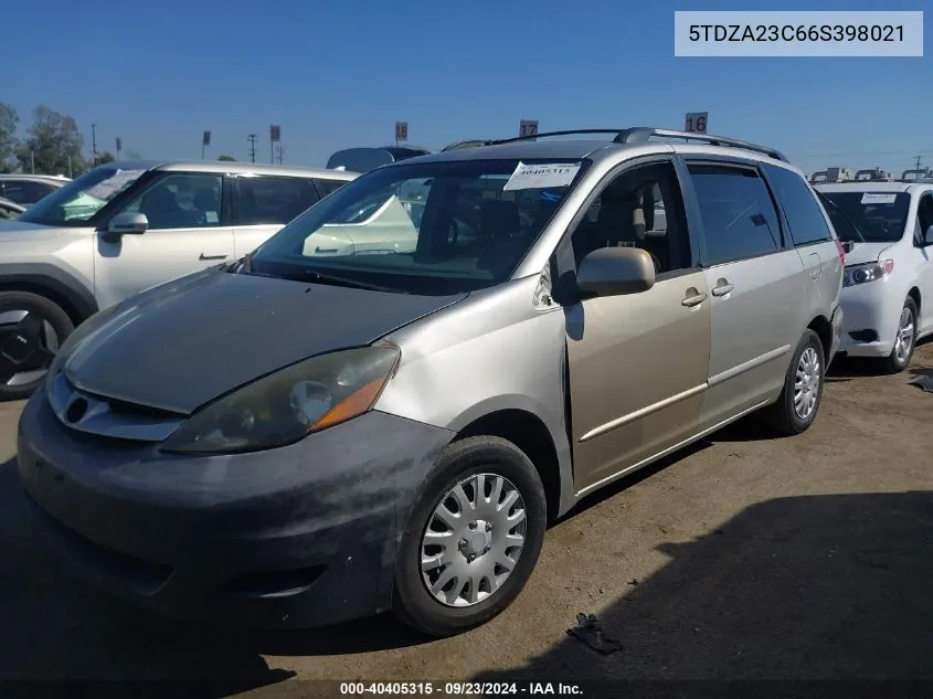 2006 Toyota Sienna Le VIN: 5TDZA23C66S398021 Lot: 40405315