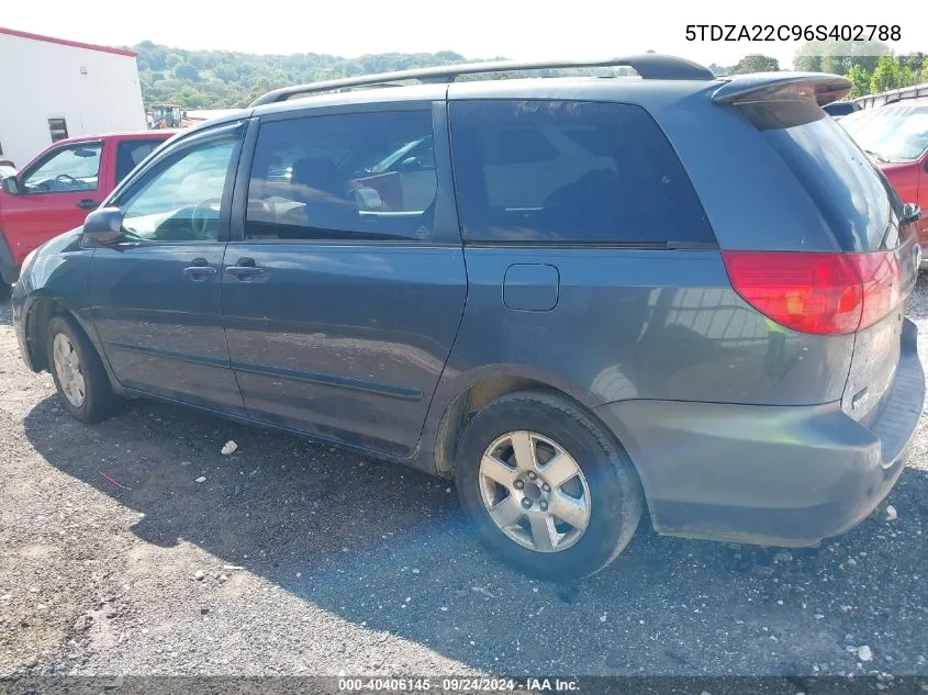 2006 Toyota Sienna Xle VIN: 5TDZA22C96S402788 Lot: 40406145