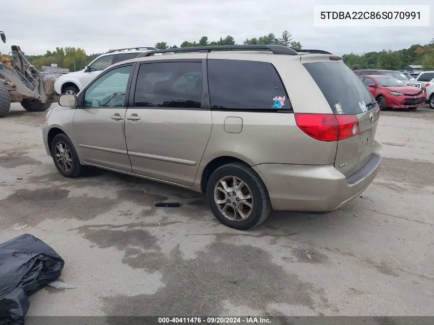 2006 Toyota Sienna Xle VIN: 5TDBA22C86S070991 Lot: 40411476