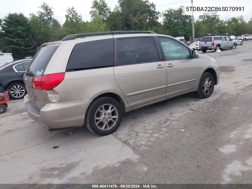 2006 Toyota Sienna Xle VIN: 5TDBA22C86S070991 Lot: 40411476