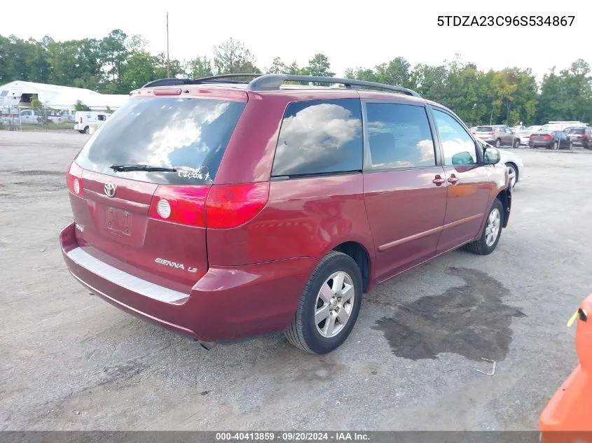 2006 Toyota Sienna Le VIN: 5TDZA23C96S534867 Lot: 40413859