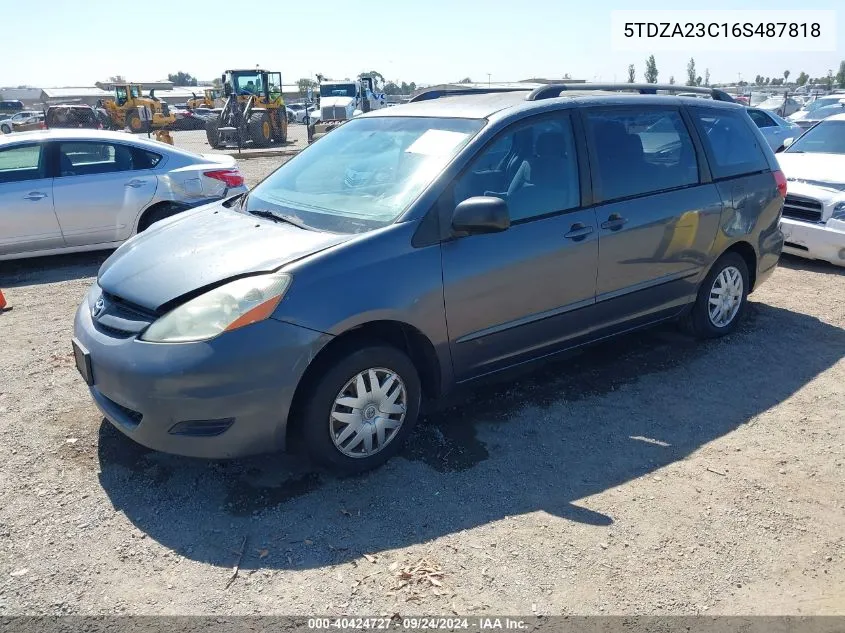 2006 Toyota Sienna Ce VIN: 5TDZA23C16S487818 Lot: 40424727