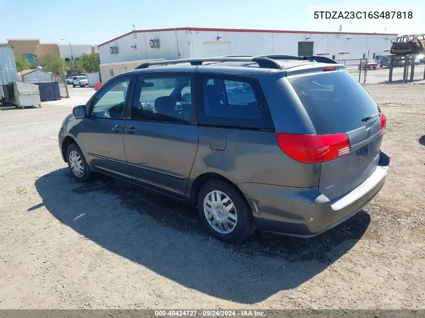 2006 Toyota Sienna Ce VIN: 5TDZA23C16S487818 Lot: 40424727