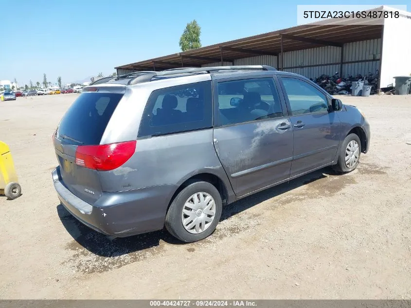 2006 Toyota Sienna Ce VIN: 5TDZA23C16S487818 Lot: 40424727