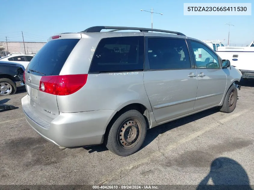 2006 Toyota Sienna Le VIN: 5TDZA23C66S411530 Lot: 40426610