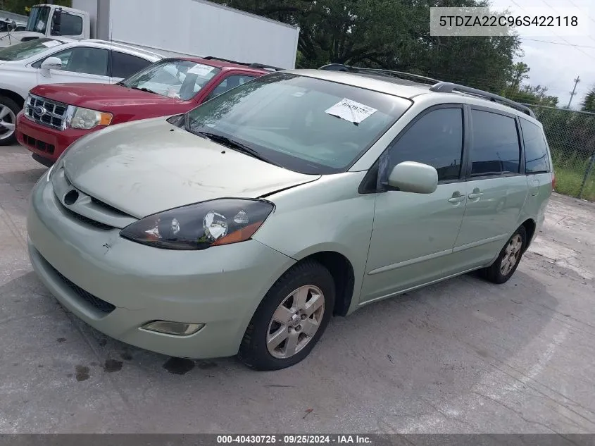 2006 Toyota Sienna Xle VIN: 5TDZA22C96S422118 Lot: 40430725