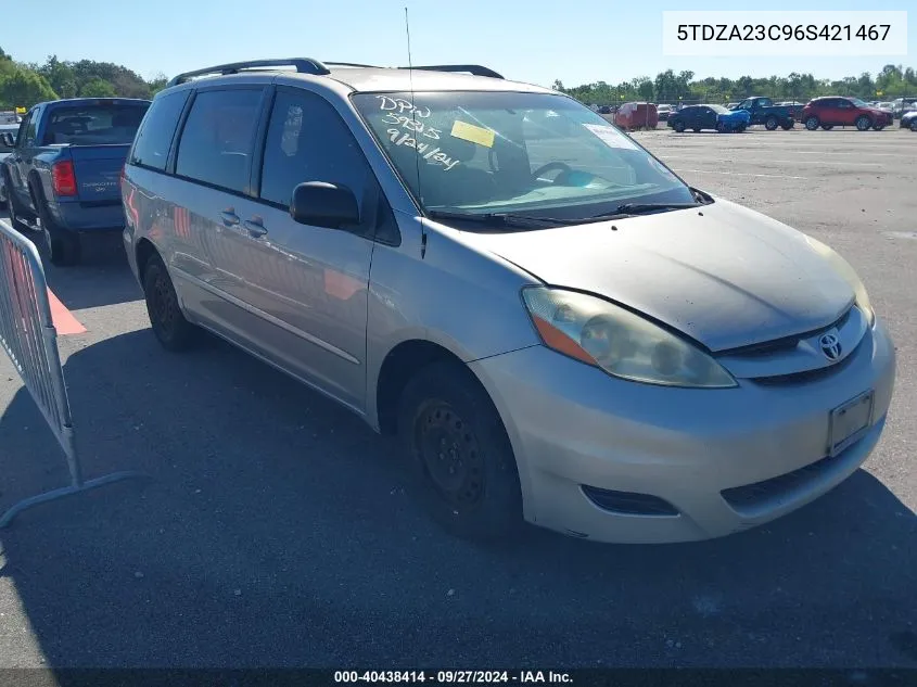 2006 Toyota Sienna Ce VIN: 5TDZA23C96S421467 Lot: 40438414