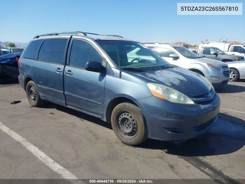 2006 Toyota Sienna Le VIN: 5TDZA23C26S567810 Lot: 40444736