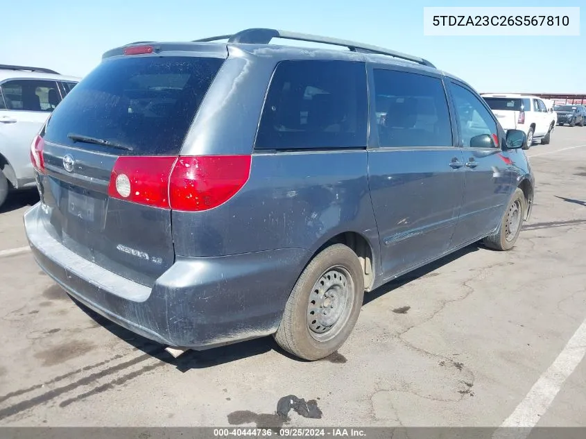 2006 Toyota Sienna Le VIN: 5TDZA23C26S567810 Lot: 40444736