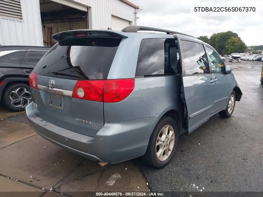 2006 Toyota Sienna Xle Limited VIN: 5TDBA22C56S067370 Lot: 40449576