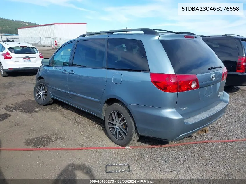 2006 Toyota Sienna Le VIN: 5TDBA23C46S076558 Lot: 40463279