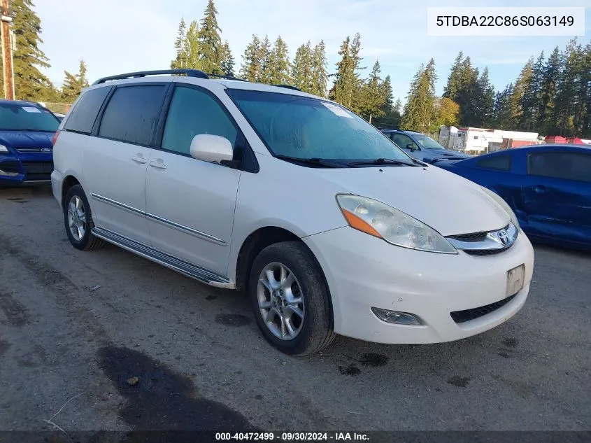 2006 Toyota Sienna Xle Limited VIN: 5TDBA22C86S063149 Lot: 40472499