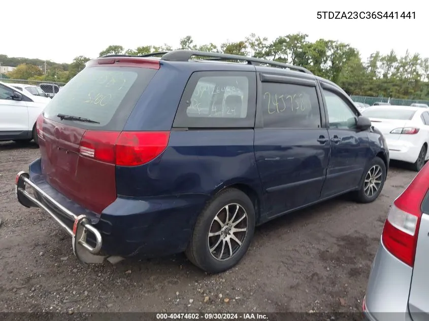 2006 Toyota Sienna Ce VIN: 5TDZA23C36S441441 Lot: 40474602