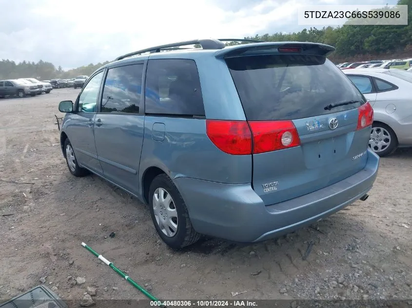 2006 Toyota Sienna Le VIN: 5TDZA23C66S539086 Lot: 40480306