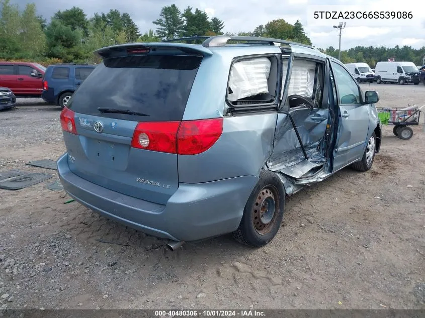 2006 Toyota Sienna Le VIN: 5TDZA23C66S539086 Lot: 40480306