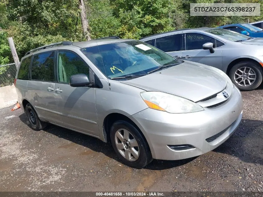 2006 Toyota Sienna Le VIN: 5TDZA23C76S398237 Lot: 40481658