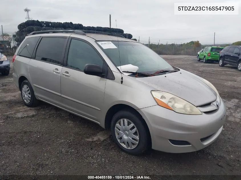 2006 Toyota Sienna Le VIN: 5TDZA23C16S547905 Lot: 40485159