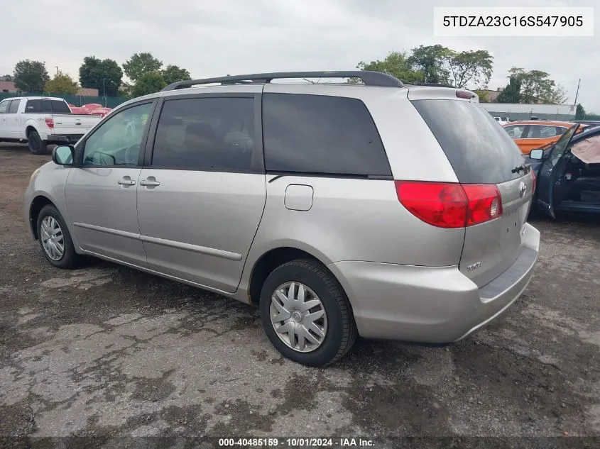 2006 Toyota Sienna Le VIN: 5TDZA23C16S547905 Lot: 40485159