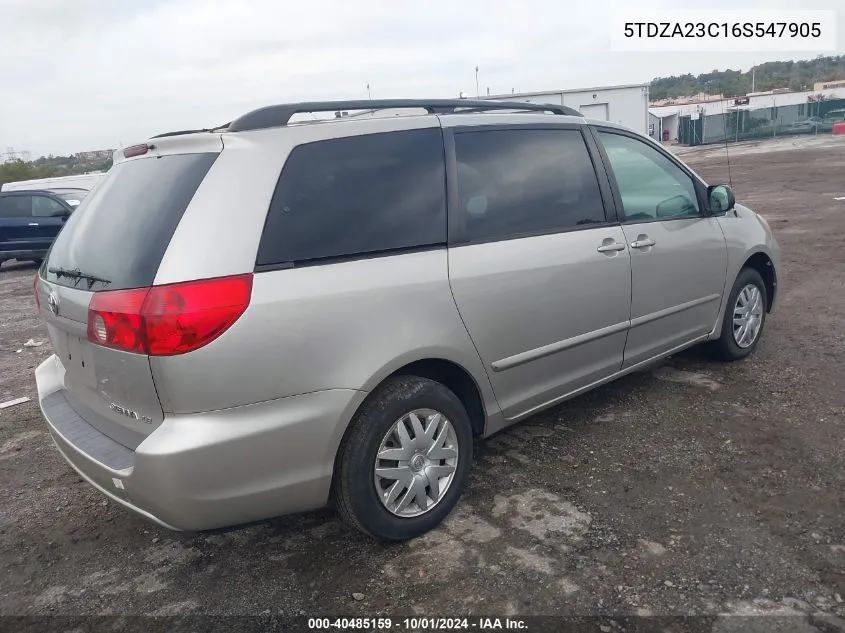 5TDZA23C16S547905 2006 Toyota Sienna Le