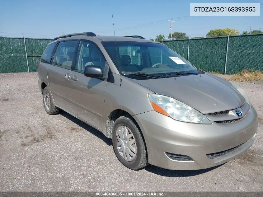 2006 Toyota Sienna Ce VIN: 5TDZA23C16S393955 Lot: 40486635