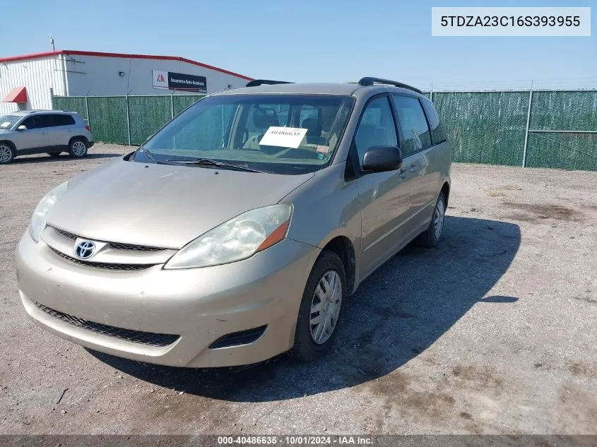 2006 Toyota Sienna Ce VIN: 5TDZA23C16S393955 Lot: 40486635