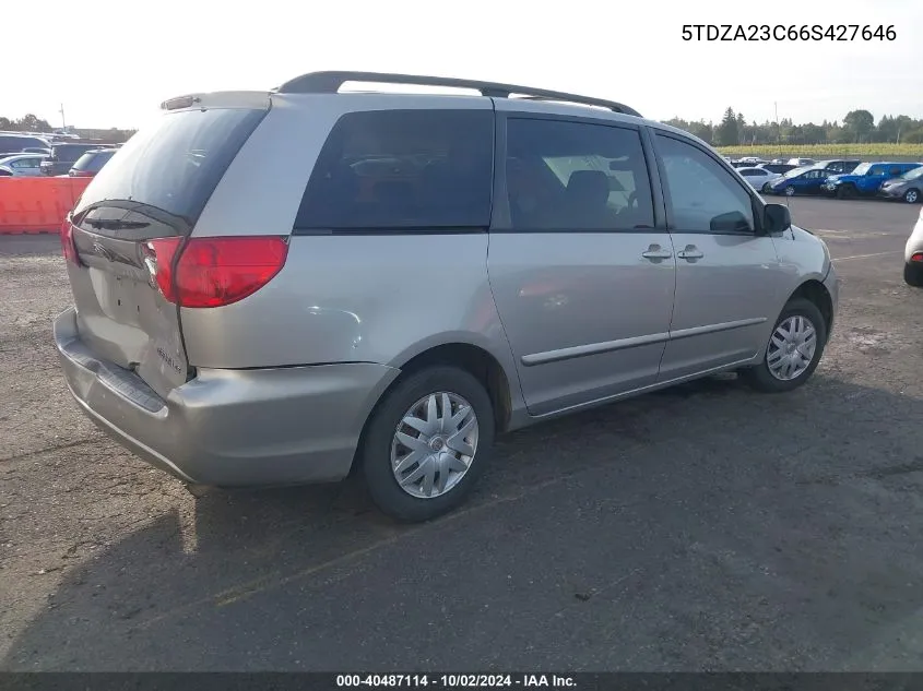 2006 Toyota Sienna Le VIN: 5TDZA23C66S427646 Lot: 40487114