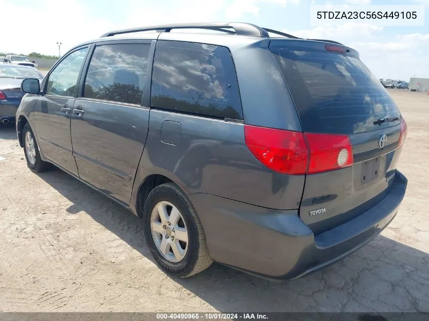 2006 Toyota Sienna Ce VIN: 5TDZA23C56S449105 Lot: 40490965