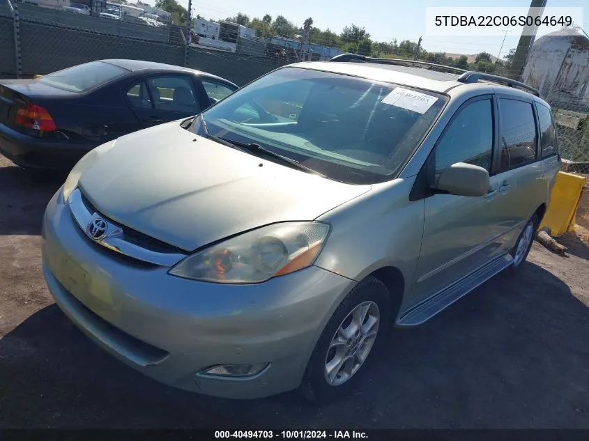 2006 Toyota Sienna Xle Limited VIN: 5TDBA22C06S064649 Lot: 40494703