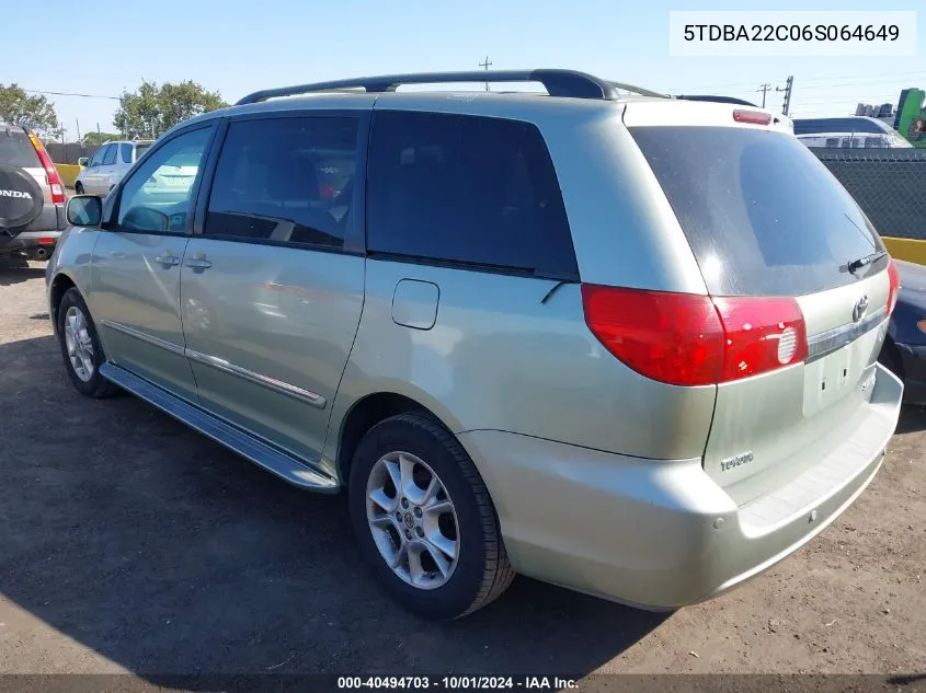 5TDBA22C06S064649 2006 Toyota Sienna Xle Limited