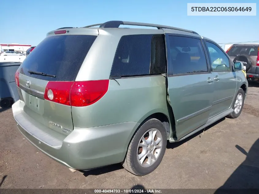 5TDBA22C06S064649 2006 Toyota Sienna Xle Limited